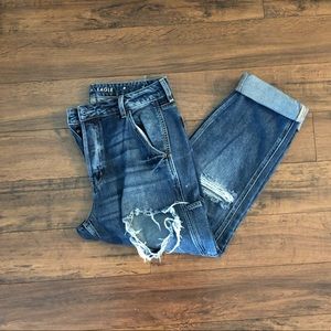 AE distressed mom jean